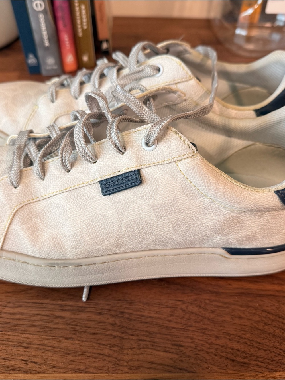Coach White and Navy Low-Top Sneakers